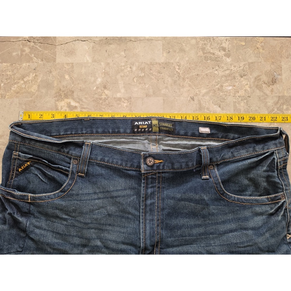 Ariat Rebar M5 Jeansβ Straight Leg Outdoor Cowboy Workwear Blue Denim Mens 44/30 - Picture 9 of 16